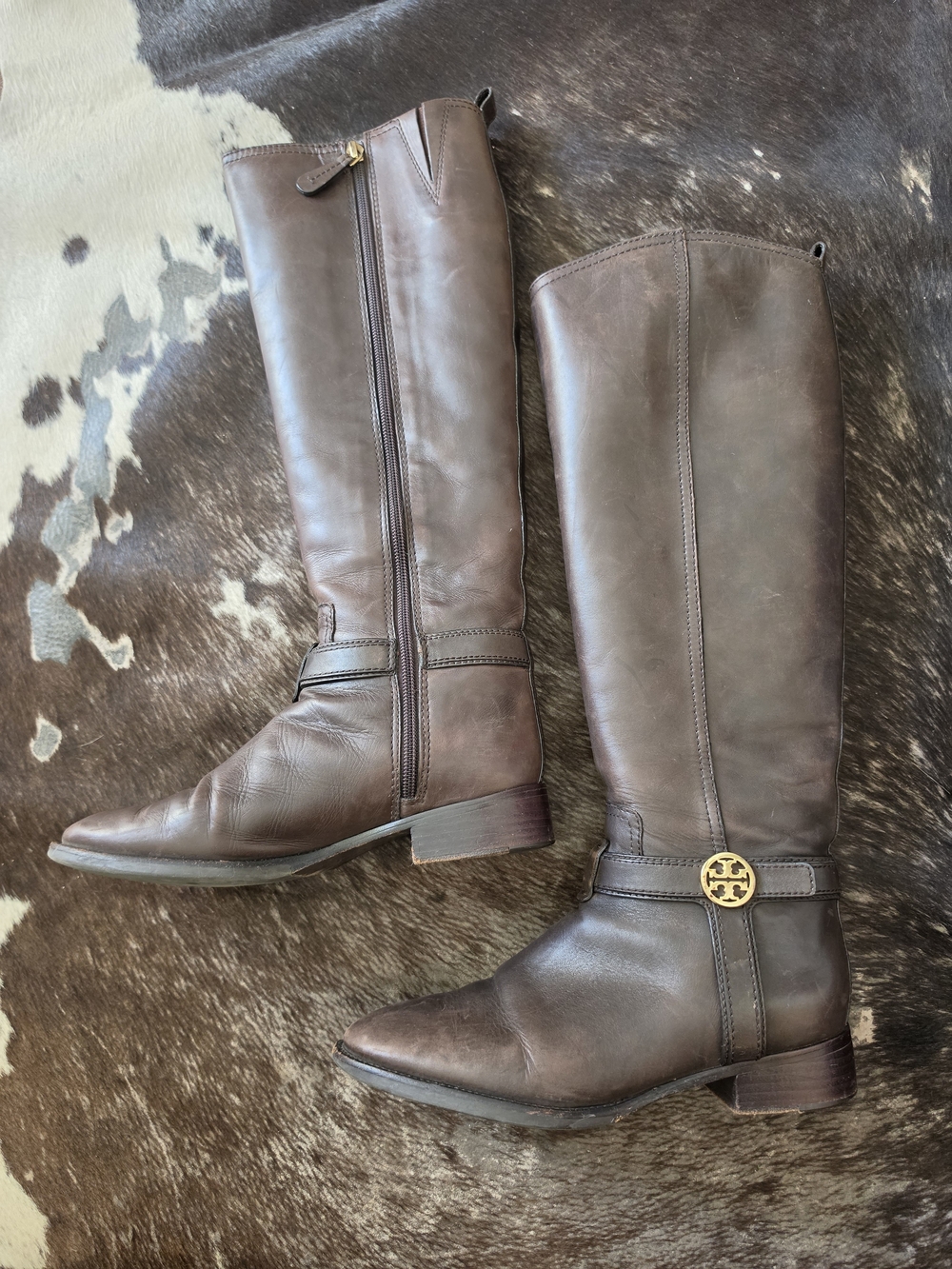 Tory Burch "Bristol" Brown Leather Riding Boots